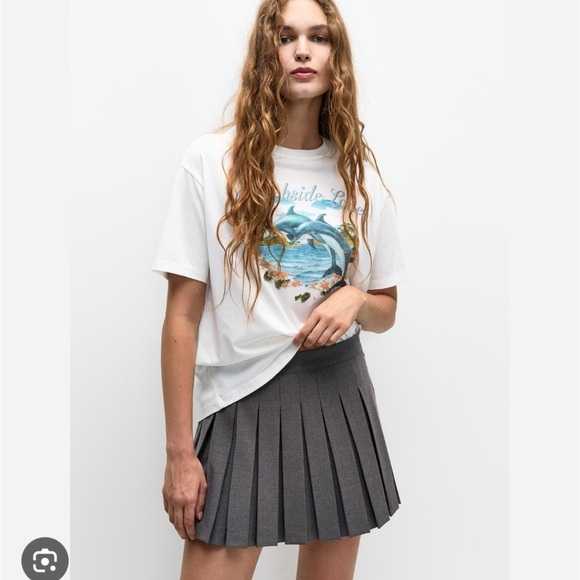 NWT box pleated mini skirt gray - Picture 3 of 8